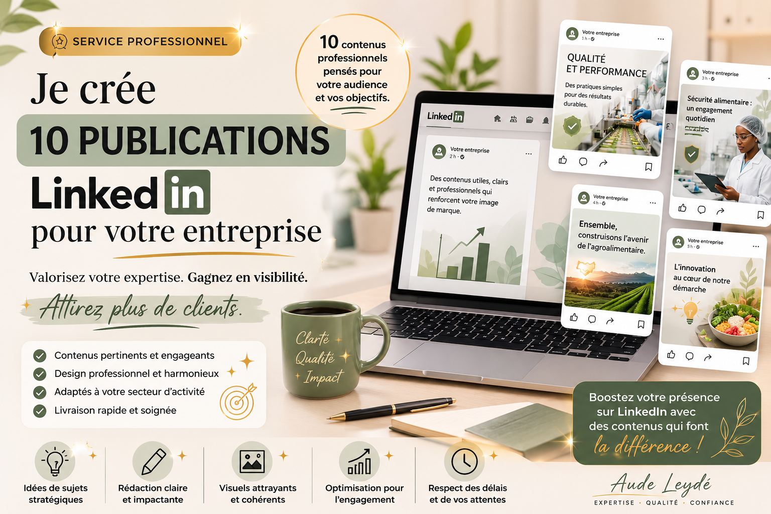 Je vais rédiger 10 publications LinkedIn pour votre entreprise 